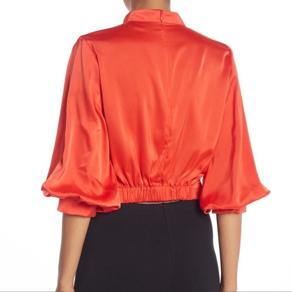 Gracia Front Knotted Hem Satin Blouse - Picture 2 of 9
